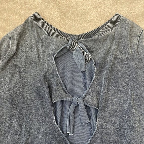 Dylan Sweatshirt Womens Small Blue Tie Back Pullover Sweater Boho 90s Y2K - Picture 8 of 8